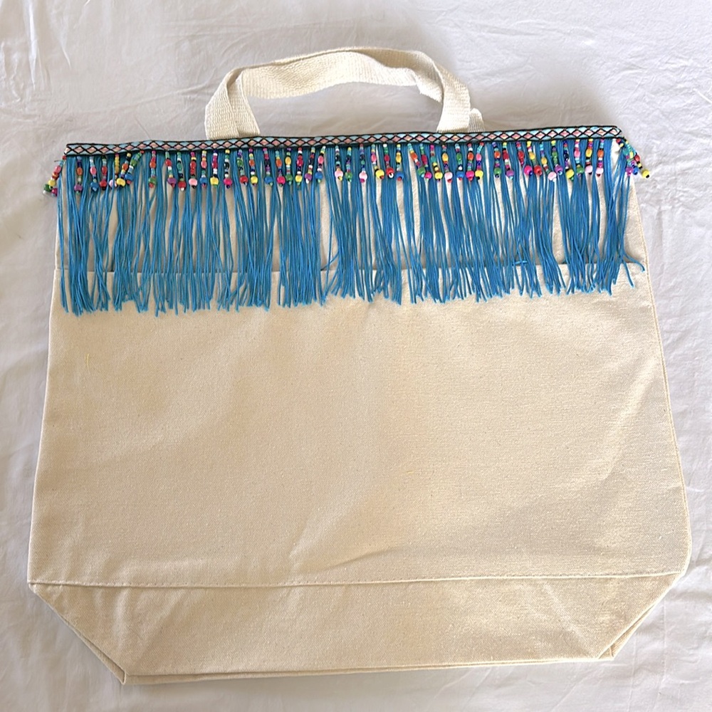 Handmade canvas Boho large travel tote
